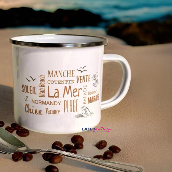 Emaille-Tasse mit individueller(en) Beschriftung/Motiv