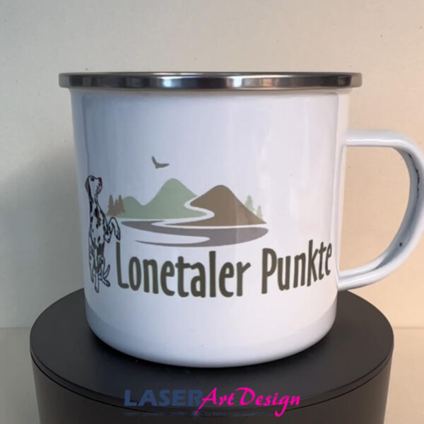 Emaille-Tasse mit individueller(en) Beschriftung/Motiv – Bild 3